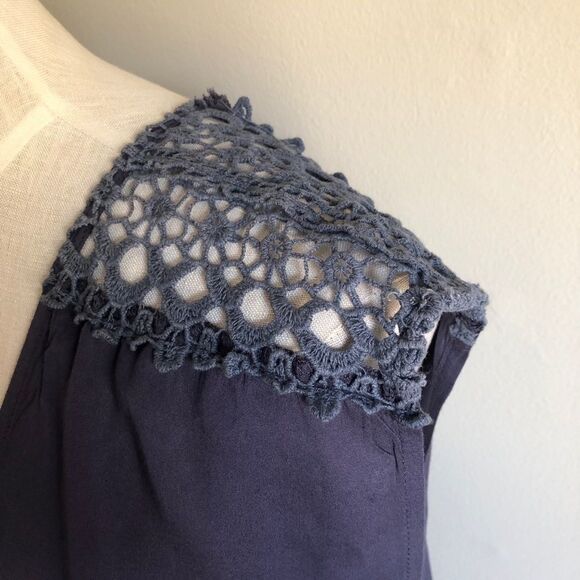 UO Pins & Needles navy blue cap sleeve romper - Picture 2 of 6